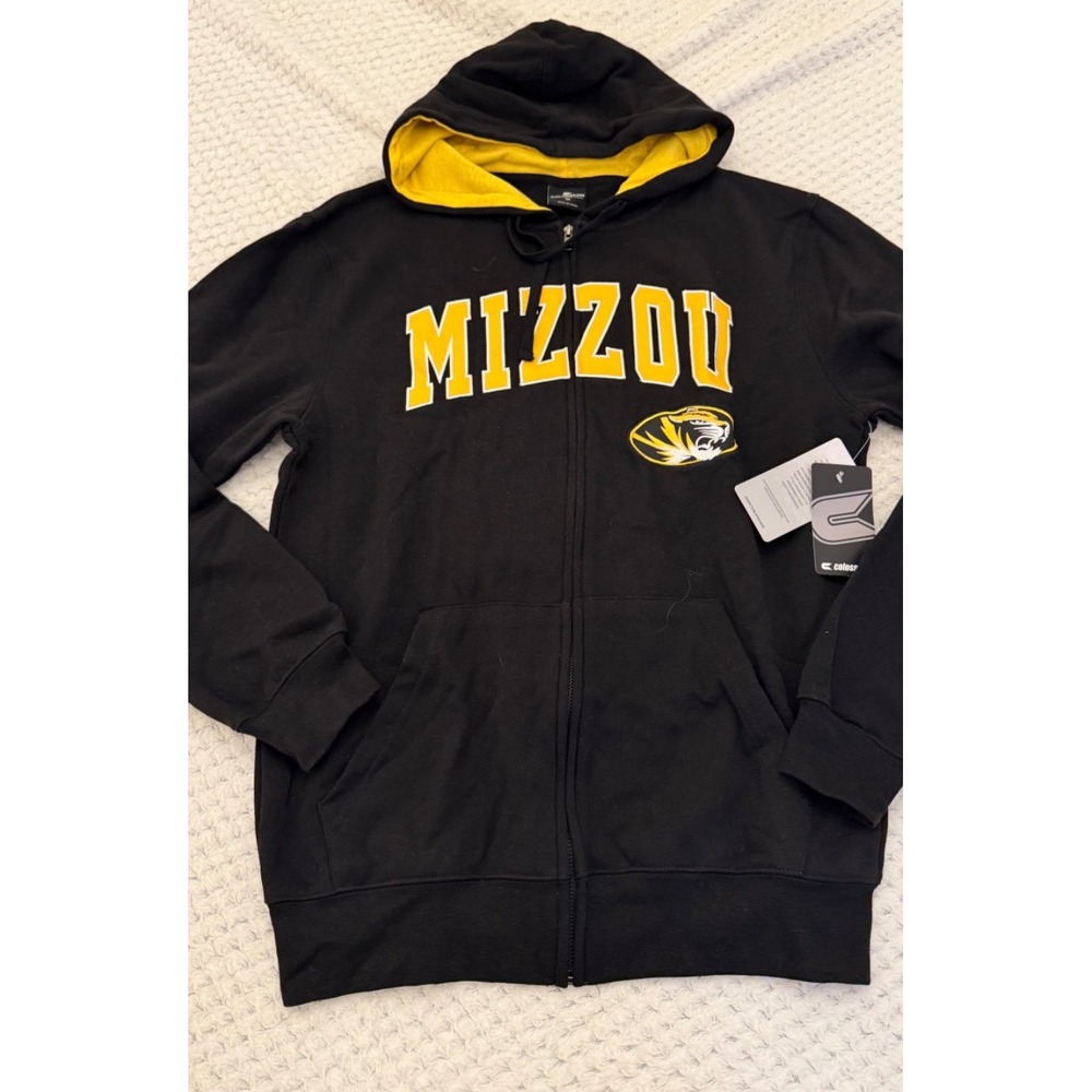 Men's Colosseum Black Missouri Tigers Arch & Logo Full Zip Hoodie Size Medium